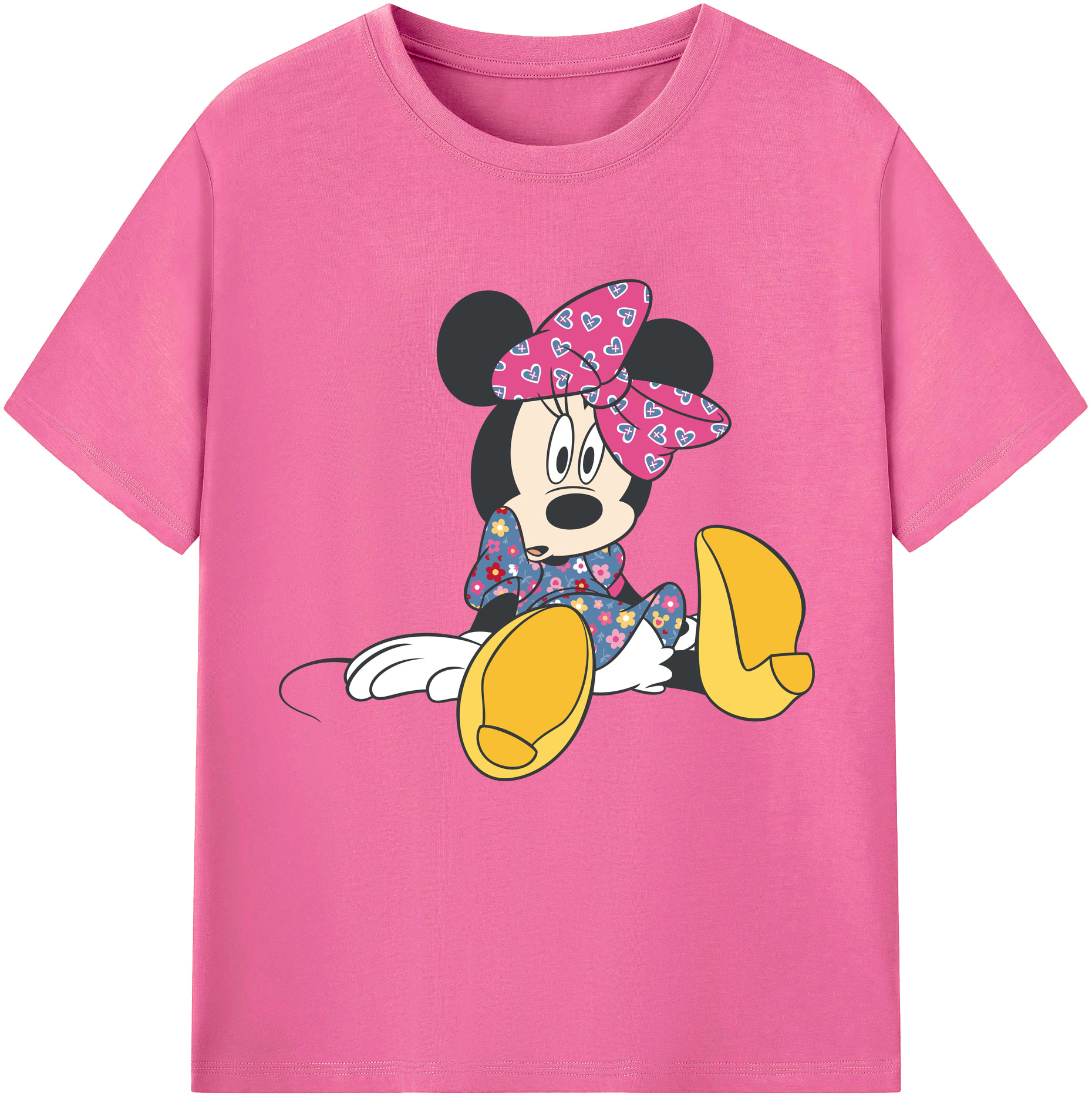（画像用） ミッキーマウス Mickey Mouse レディースカジュアルプリントTシャツ（綿100％）